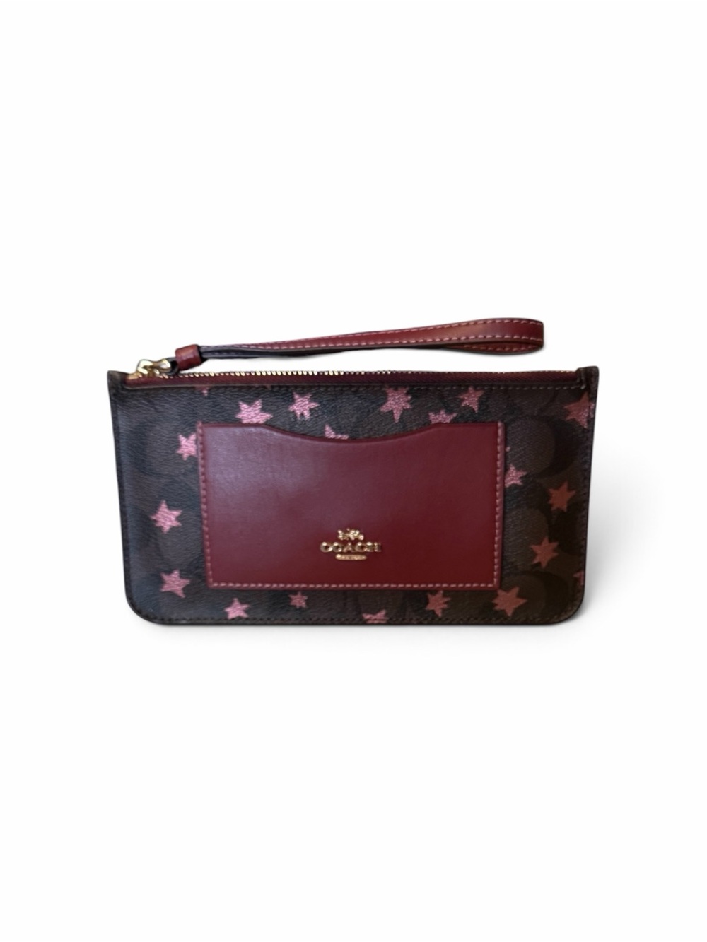 Coach Star-Print Card Wristlet in Burgundy and Pink